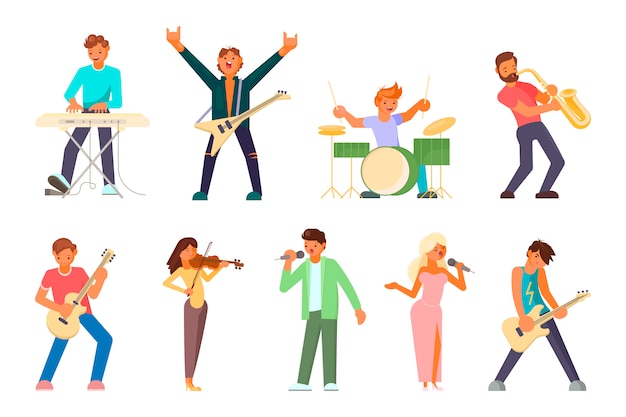 Vector musicians and singers characters