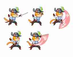 Vector musketeer cat sword master sprite