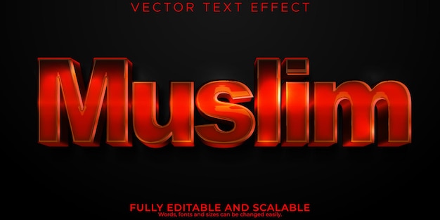 Muslim 3d text effect design free vector