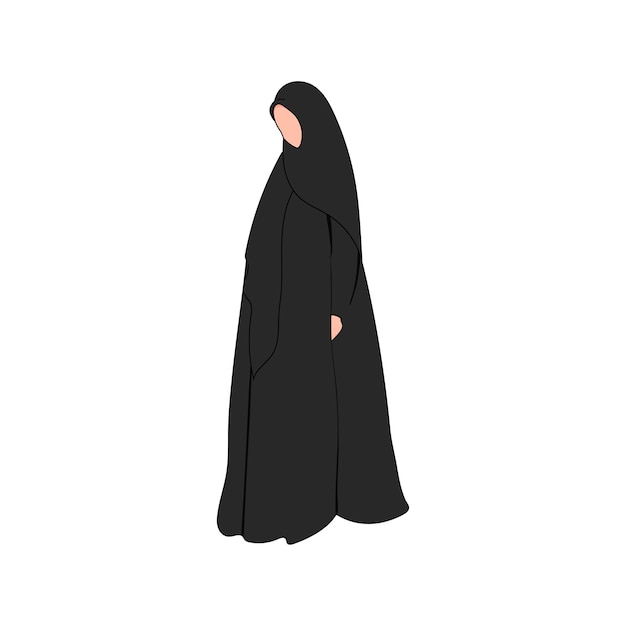 Muslim arab woman in black hijab and abaya