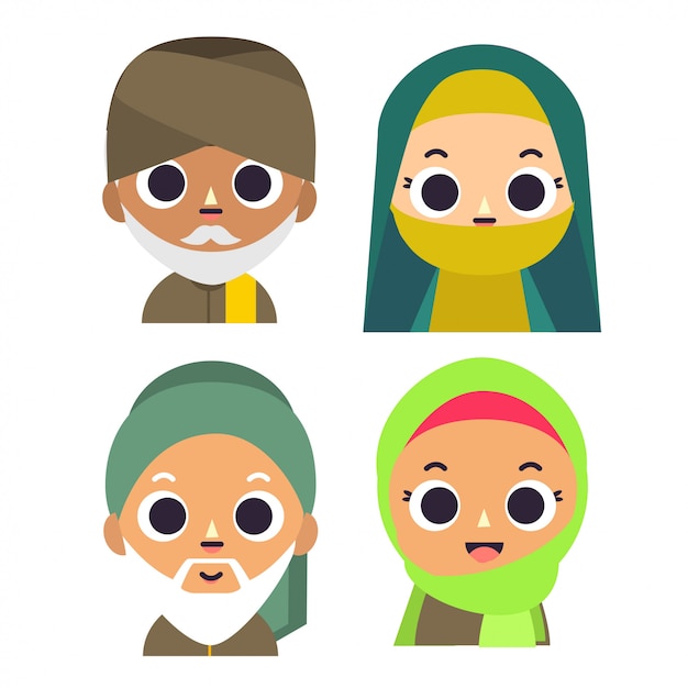 Vector muslim avatar character vector