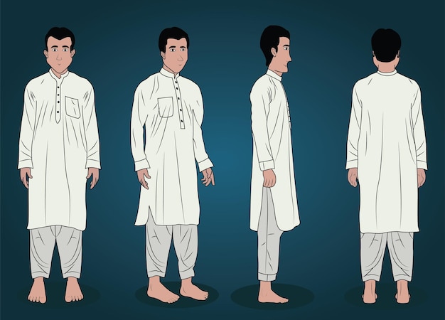 Vector a muslim boy cartoon character design for 2d animation stories