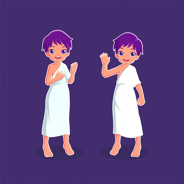 muslim boy hajj pilgrimage cartoon character