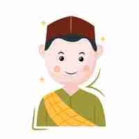 Vector muslim boy illustration vector perfect for ramadan or ied