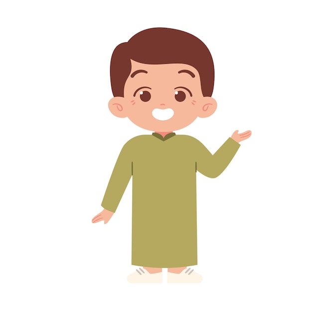 Muslim Boy kid with Pointing finger