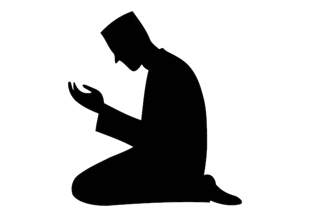 Vector muslim boy prayer moment