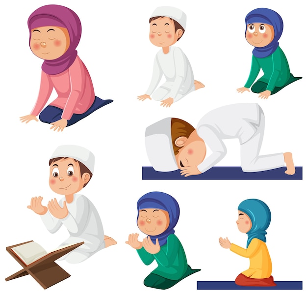 Muslim cartoon characters set