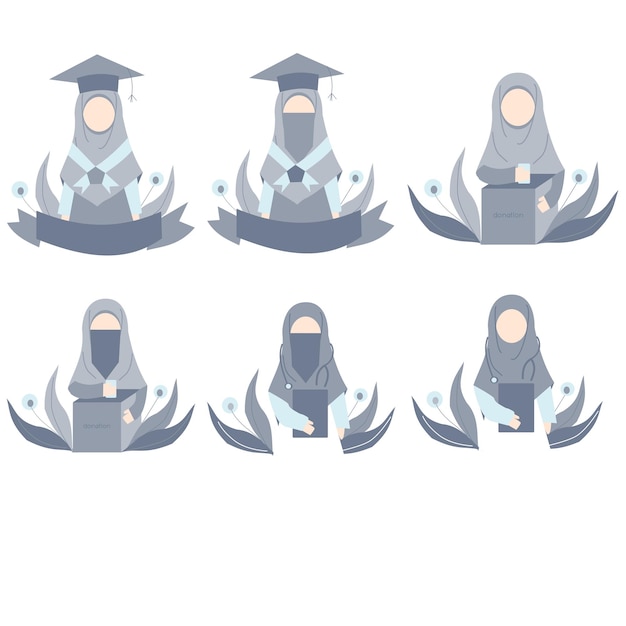 Muslim Charity and Graduation Illustration