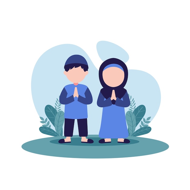 Muslim Children Illustration