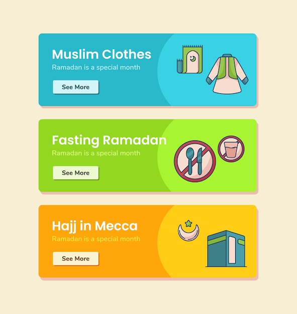 Muslim clothes fasting ramadan hajj in mecca for banner template with dashed line style vector design illustration