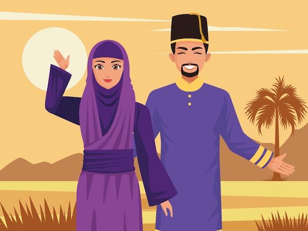 Muslim couple characters