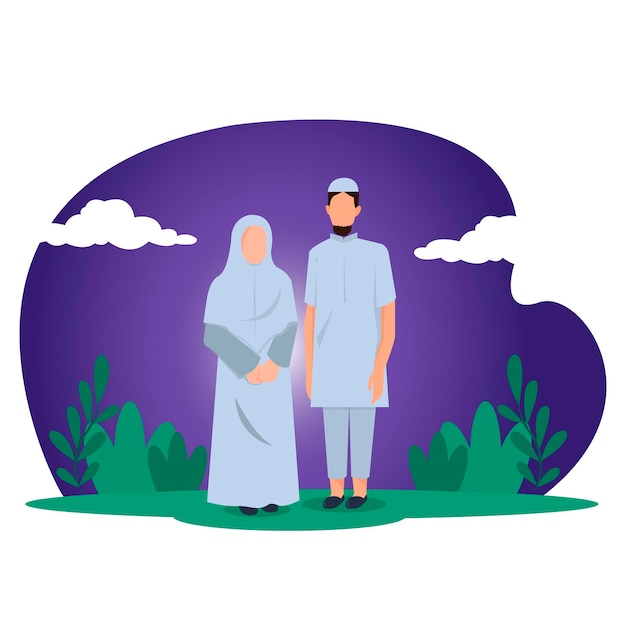 Vector muslim couple illustration