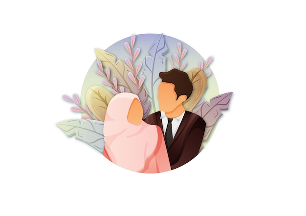 Muslim couple is married illustration