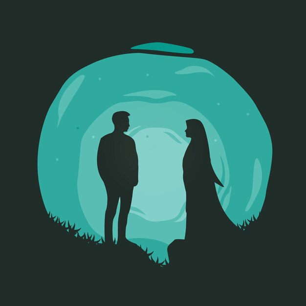 Vector muslim couple love illustration