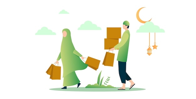 Muslim couple shopping