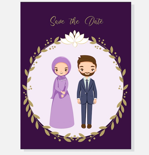 Muslim couple for wedding invitations card