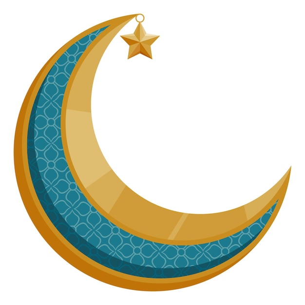 Muslim crescent moon and star icon