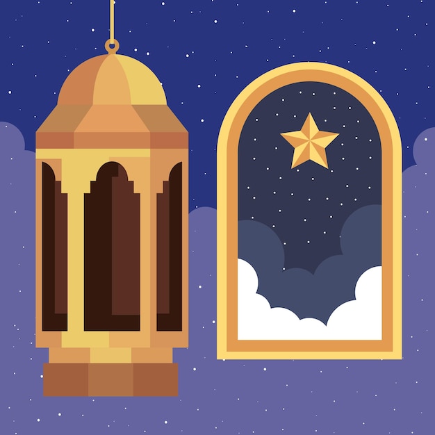 Muslim culture lamp with star