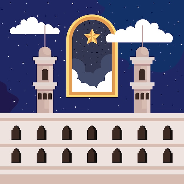 Muslim culture mosque with star