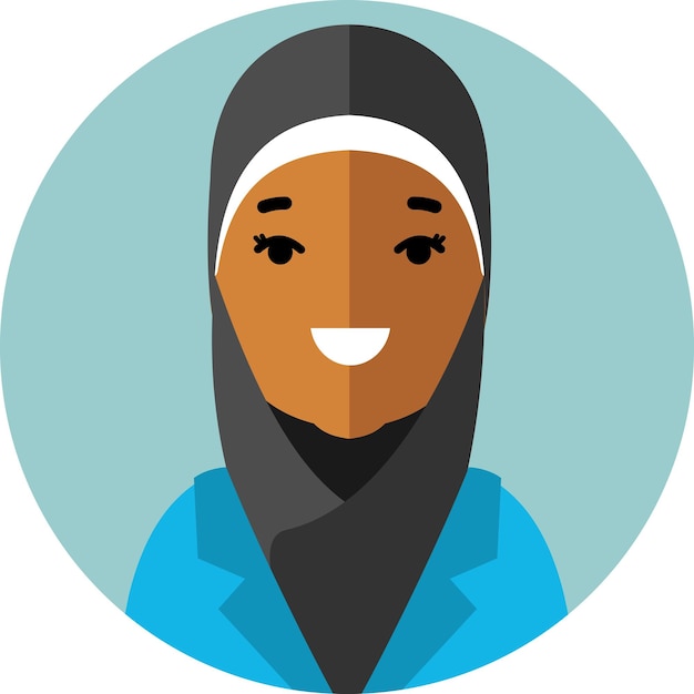 Muslim doctor woman in hijab avatar face icon flat style