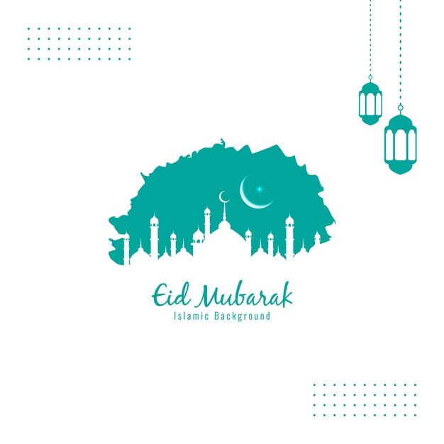 Muslim Eid festival design with lantern mosque and Memphis background