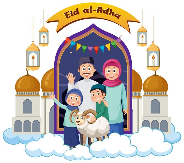 Muslim Family Cartoon Character