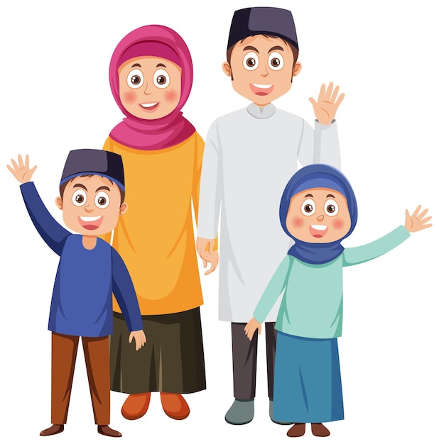 Muslim Family Cartoon Character