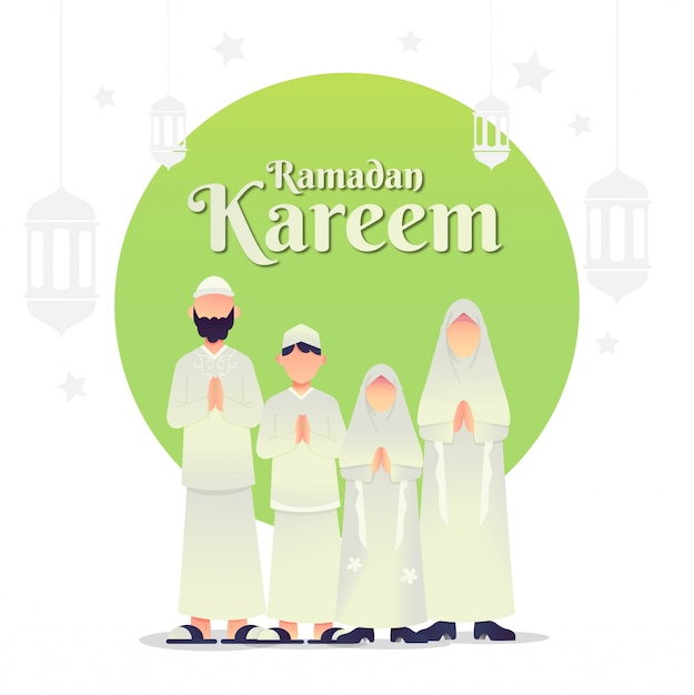 Saluti musulmani della famiglia per ramadan kareem