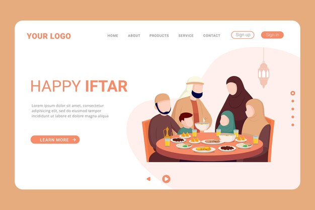 Vector muslim family iftar eating after fasting on ramadan kareem or celebrating eid mubarak