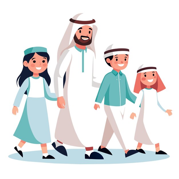 Vector muslim family at the mosque eps file