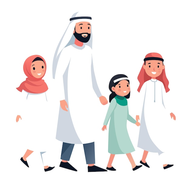 Vector muslim family at the mosque eps file