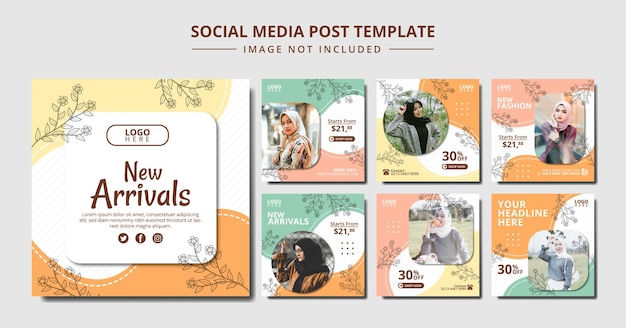 Muslim Fashion Social Media Post Template Bundle Collection