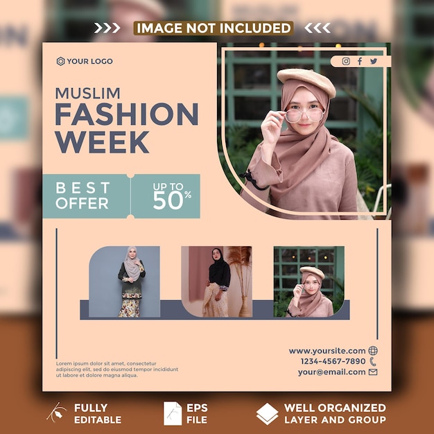 Vector muslim fashion social media template