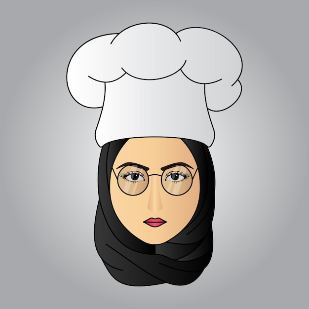 A Muslim Female Chef with Glasses