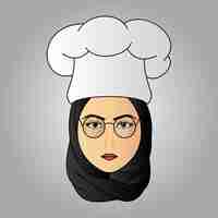 Vector a muslim female chef with glasses