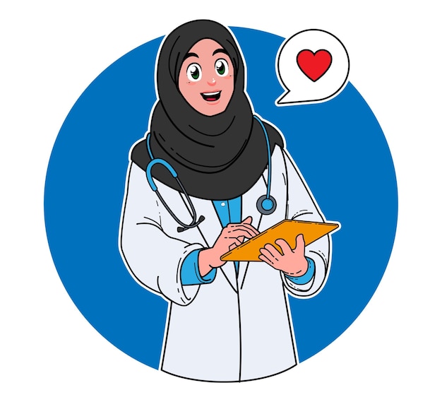 Vector muslim female doctors wear the hijab