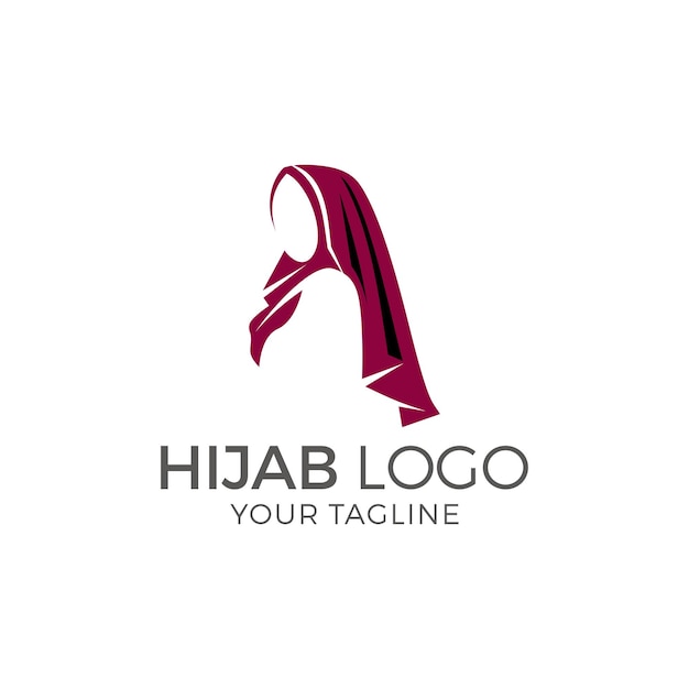 Femmina musulmana in hijab logo design illustrazione vettoriale