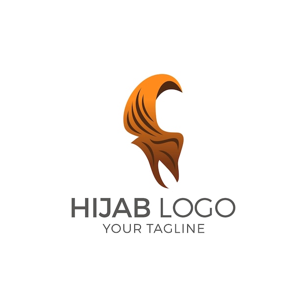 Muslim female in hijab logo design vector illustration