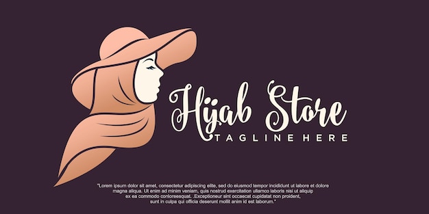 Femmina musulmana in hijab logo design illustrazione vettoriale