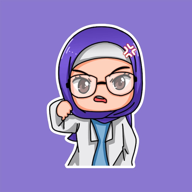 Muslim Girl Cartoon Character Sticker