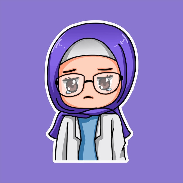 Muslim Girl Cartoon Character Sticker