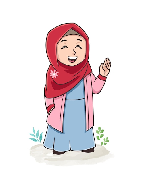 muslim girl cartoon smiling