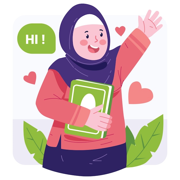 Vector muslim girl character illustration