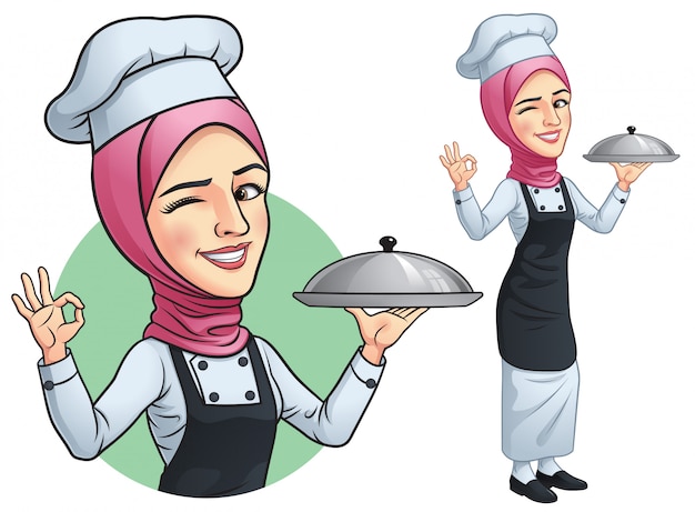 Muslim girl chef with hjab