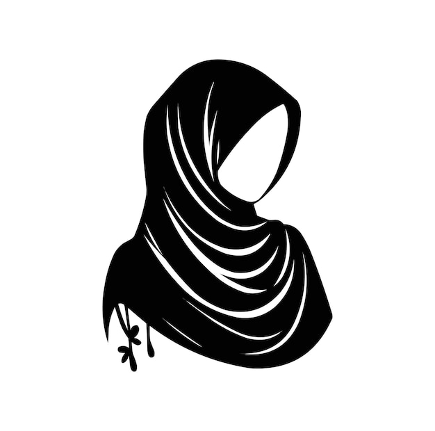 Silhouette di illustrazione vettoriale dell'icona musulmana hijab