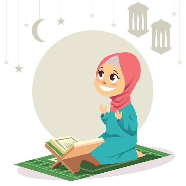 Vector muslim girl praying