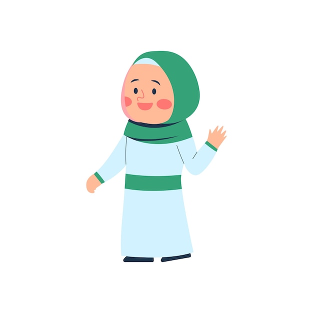 Muslim Girl Say Hello Illustration