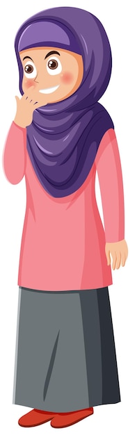 Muslim girl standing pose cartoon character