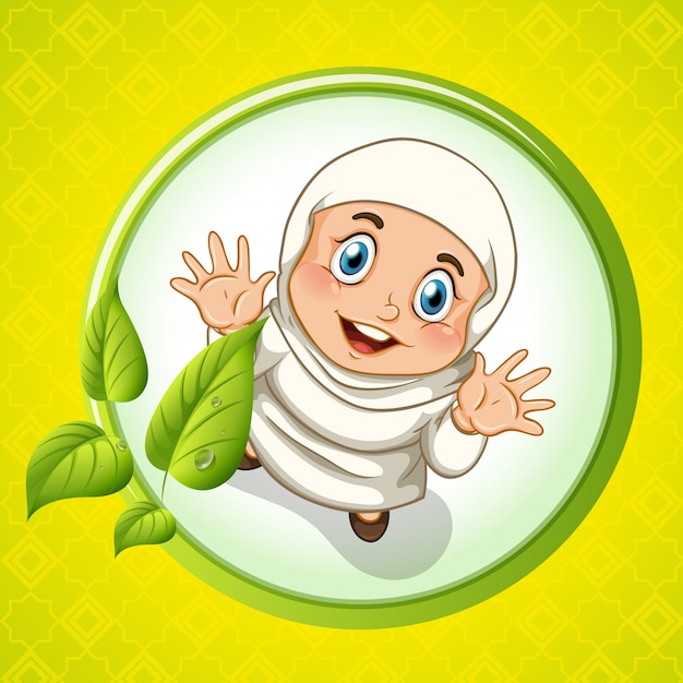 Vector muslim girl with happy face