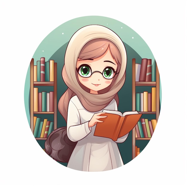 muslim girl with hijab are reading book in the library